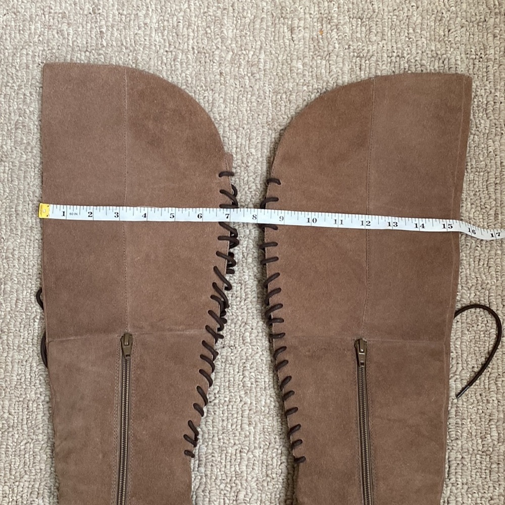 Steve Madden Revolvee Over the Knee Suede Leather Lace Up Block Heel Boho Boots - Picture 5 of 9